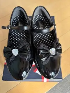 フォーマルシューズ 黒 リボン付き　 20.5〜21.0㎝