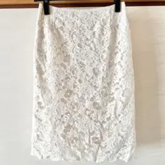 ユナイテッドアローズ 総レース タイトスカート 白 キレイめ 上品 春夏