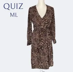 新品◆クイズQUIZレオパード ブラウンアニマル カシュクールワンピース ML