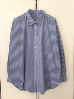 ジーユー　オーバーサイズ　ストライプシャツ　Lサイズ