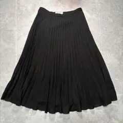 vintage プリーツ ロングスカート ウール混 日本製 40 ブラック