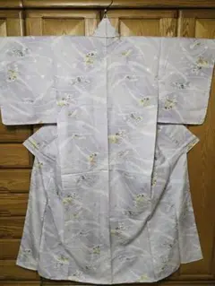 着物　小紋　薄紫色 花柄 　化繊