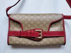 ★ CELINE セリーヌ マカダム柄 2WAYバッグ ベージュ×レッド★