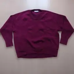 グローバルワーク スエットライクVネックプルオーバー Sサイズ ボルドー