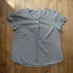 未使用タグ付きanySiSギンガムチェックシャツパフスリーブ