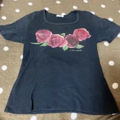 L'EST ROSE 半袖 Tシャツ ブラック ローズプリント レディース 夏のサムネイル