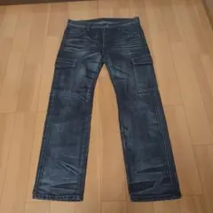 NEIGHBORHOOD ブラック ストレート カーゴ デニム パンツ