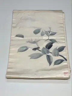 名古屋帯 花と葉模様 クリーム色