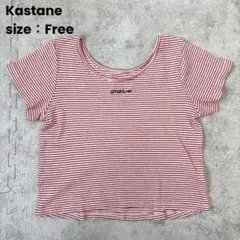 【大幅値下げ◎】Kastane　カスタネ　Tシャツ　ショート丈　ボーダー　F　赤のサムネイル