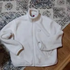 TOMMY JEANS フリースジャケット ホワイト　日本XL相当　米国L