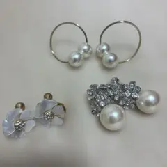フラワーモチーフ パール イヤリングセット