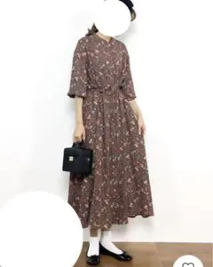 ビンテージフラワーロングシャツワンピース