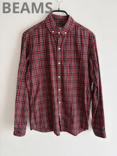 BEAMS チェック柄シャツ Mサイズ 赤/緑