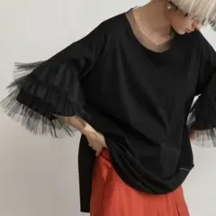 AULA AILA チュールフリルスリーブTシャツのサムネイル