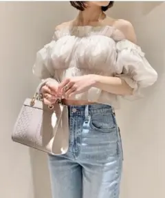 SNIDEL ボリュームギャザーフリルオフショルブラウス