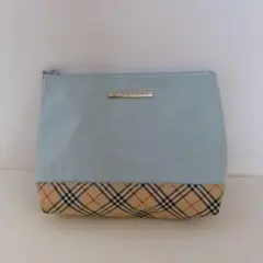 【BURBERRY 】ポーチ 水色 ノバチェック柄