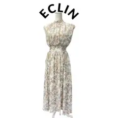 ECLIN エクラン ノースリーブ 花柄 フレア ワンピース FREE ♪のサムネイル
