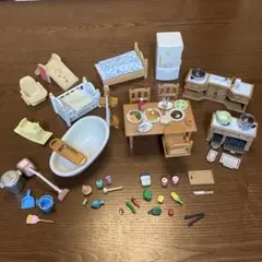 シルバニアファミリー　キッチン　冷蔵庫　食べ物　野菜　テーブル　お風呂　小物　他