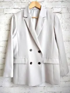 美品 GU ダブルブレストジャケット ライトグレー M