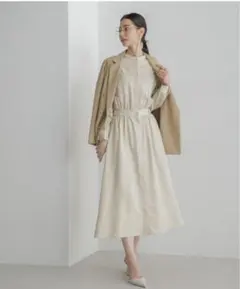 NANOuniverse ベージュシャツワンピース 長袖 Aライン
