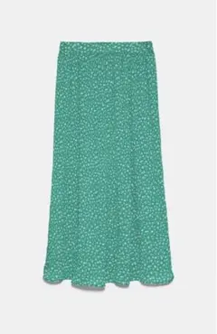 2049 ZARA ザラ　フラワー　プリーツ　ロングスカート グリーン　XL