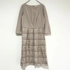 n0784【ナチュラルビューティー】ワンピース 日本製 ひざ丈 ボートネック