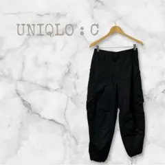 UNIQLO : C ユニクロシー ワイドフィットカーゴパンツ ブラック男女兼用
