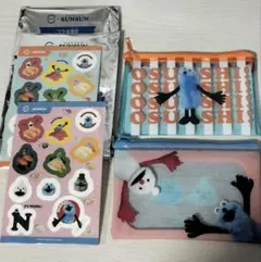 パペットスンスン　スシロー　コラボ　　クリアポーチ&シール