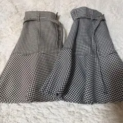 GRL ベルト付き千鳥格子柄フレアミニスカート[tu457]