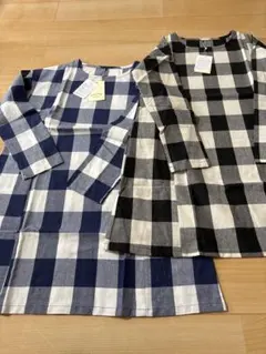 新品 ブロックチェック チュニックワンピ 色違い2枚セット ゆったり M