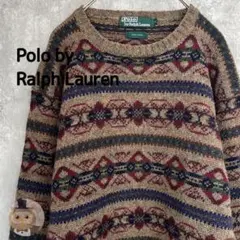 【緑タグ】ポロ ラルフローレン デザイン ウール ニット セーター 古着 レトロ
