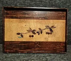 未使用・2枚セット】伝統工芸 会津塗 蒔絵盆（しだれ桜）「菜月」作