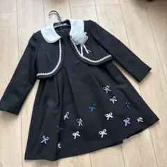 130cm 入学式　ボレロ　黒　フォーマルドレス リボン刺繍付き
