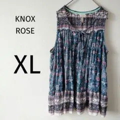 KNOX ROSE ボヘミアン　フラワープリント ノースリーブ XL チュニック