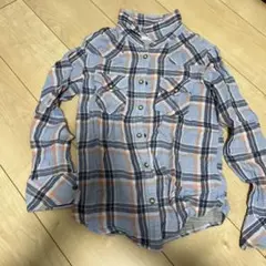 水色のチェック柄シャツ　160