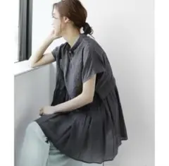 JOURNAL STANDARD relume 刺繍ブラウス 半袖 チャコールのサムネイル