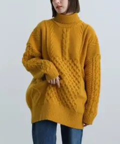 セレクトモカ select MOCA ランダムケーブルタートルニット イエロー