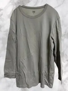 ユニクロ 極暖ヒートテックコットンワッフルクルーネックT/9分袖 ベージュ