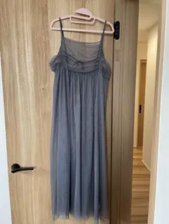 チュールキャミソールワンピース　グレー