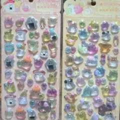 可愛い食べ物と猫のオバケーヌのボンボンドロップシール2枚セット