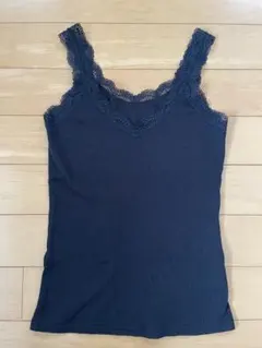 ユニクロ黒レーストリム キャミソールＭ