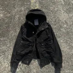 お兄系y2kダブルジップミリタリーブルゾン