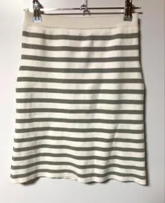 Darich ボーダーニットミニスカート グレー　ホワイト