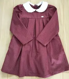 BeBe ワインレッド ストライプ ワンピース 120㎝