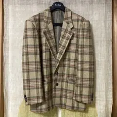 【ヴィンテージ】80s–90s 英国調テーラードジャケット｜ベージュチェック｜L