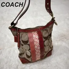 COACH コーチ ショルダーバッグ シグネチャー Y2K 赤 茶 10542