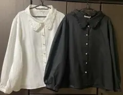 フリル襟　長袖 ブラウス セットリボン付き　4L　大きいサイズ　即購入可能