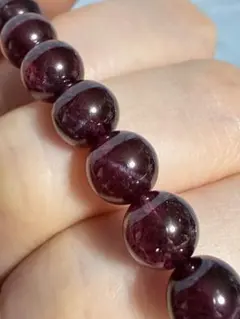 希少 透明感【全体にスター入り】天然石ロードライトガーネットブレスレット7mm