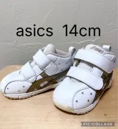 asics ベビーシューズ 14cm ホワイト/ゴールド