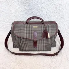【希少種】ポロラルフローレン ボストンバッグ 2way 千鳥格子柄 フラップ